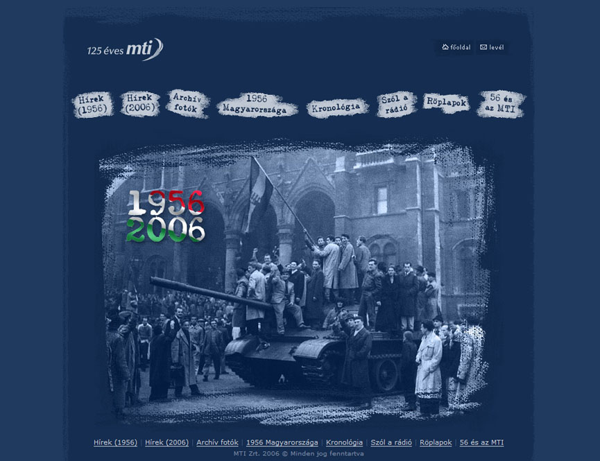 statikus weboldal tartalmak HTML szerkesztése, böngészőfüggetlen megjelnítés - ’56 és az MTI