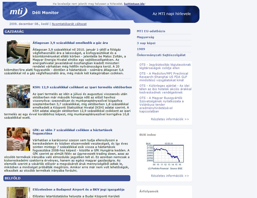 HTML hírlevél adminisztrációs felülettel