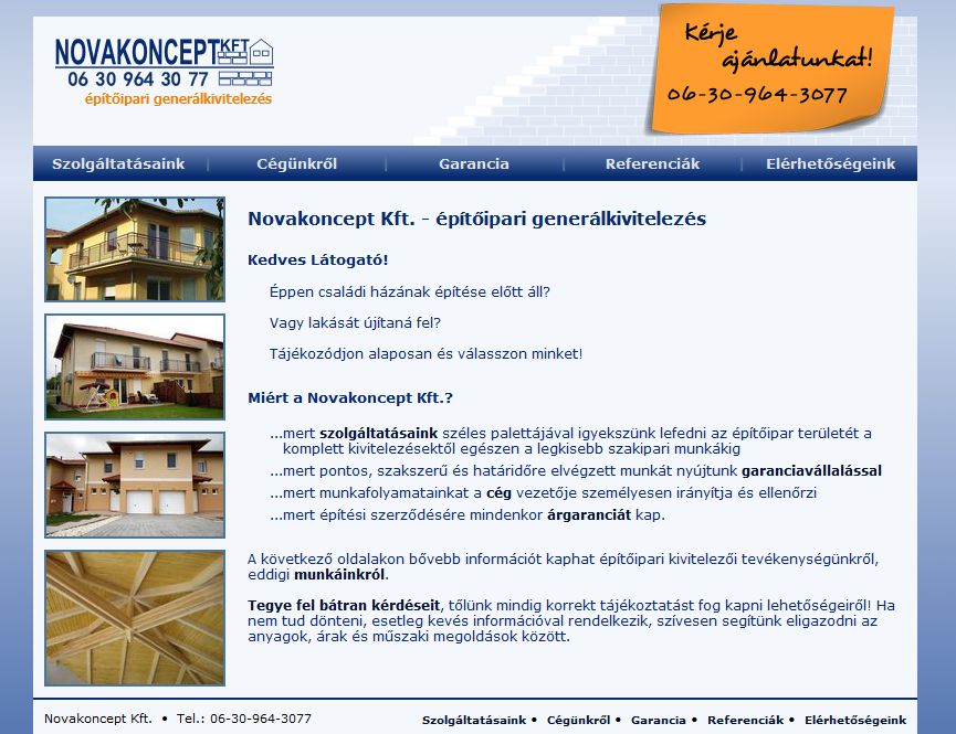 weboldal készítés, design, karbantartás - Novakoncept Kft. építőipari generálkivitelezés